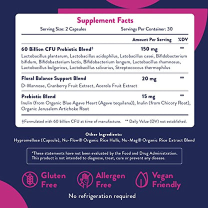 Probiotics for Women | Easy to Swallow Tiny Capsule | with Prebiotics, 60 Billion CFUs WayloBuy Supplements Australia