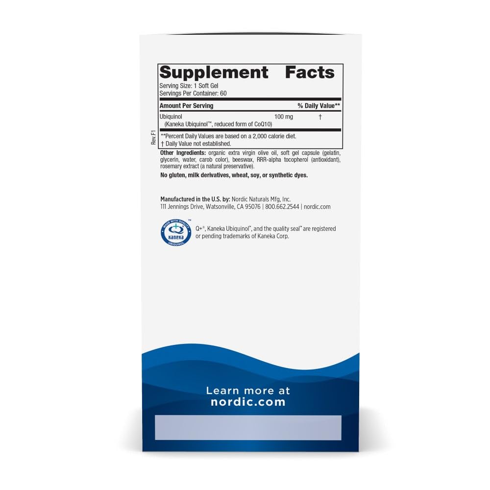 Nordic Naturals Nordic CoQ10 Ubiquinol - 60 Mini Soft Gels - 100 mg Coenzyme Q10 (CoQ10) Ubiquinol - Heart & Brain Health, Cellular Energy Production, Antioxidant Support - Non-GMO - 60 Servings Nordic NaturalsBuy Supplements Australia