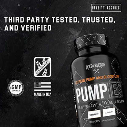 Axe & Sledge Supplements PUMPIES Nitric Oxide Booster with VasoDrive-AP and Nitrosigin Axe & SledgeBuy Supplements Australia