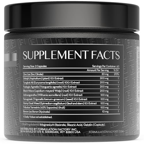 Self Obsessed Masculine Vitality & Testosterone Support - 10-in-1 Complex with Shilajit, Tongkat Ali, & Fadogia Agrestis - 120 Capsules, 2 Month Supply (120 Count (Pack of 1), Self Obsessed) Formulation FactoryBuy Supplements Australia