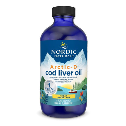 Nordic Naturals Arctic-D Cod Liver Oil, Lemon - 8 oz - 1060 mg Total Omega-3s + 1000 IU Vitamin D3 - EPA & DHA - Heart, Brain, Bone, Immune & Mood Support - Non-GMO - 48 Servings Nordic NaturalsBuy Supplements Australia