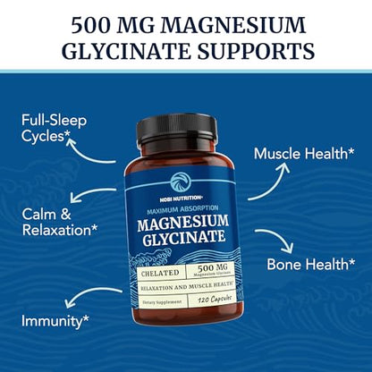 Magnesium Glycinate 500mg | Chelated Bisglycinate Complex for Muscle Relaxation Nobi NutritionBuy Supplements Australia