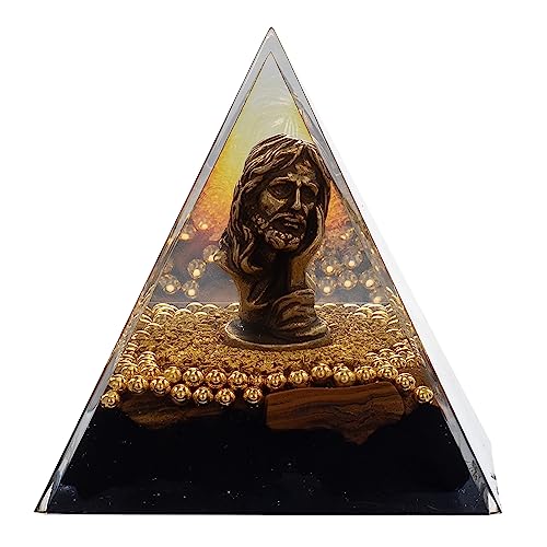 FENGSHUI-CAISHEN Mini Jesus Figurine in Healing Crystal Orgone Pyramid - Obsidian Tiger's Eye FENGSHUI-CAISHENBuy Supplements Australia