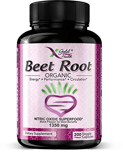 Organic Beet Root Powder 1350mg 200 Veggie caps Superfood Nitric Oxide Strongest