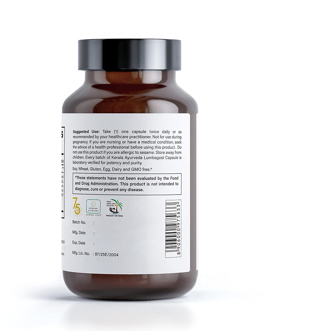 Kerala Ayurveda Back Support Herbal Capsules - Eases Occasional Discomfort of Lower Back & Supports Normal Movement of Spine, 90 Count Kerala AyurvedaBuy Supplements Australia
