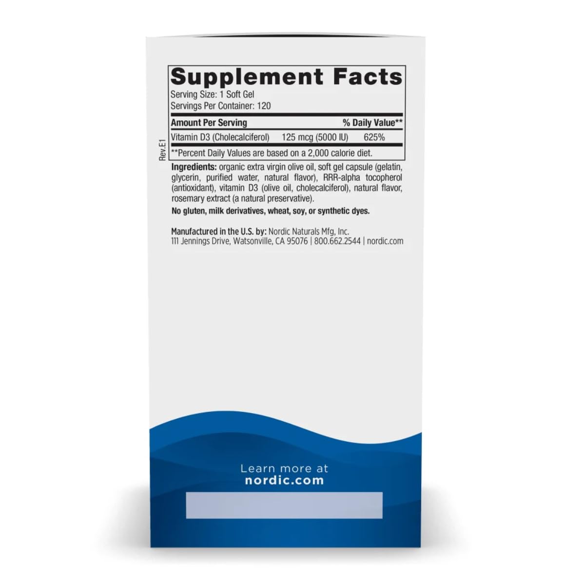 Nordic Naturals Vitamin D3 5000, Orange - 120 Mini Soft Gels - 5000 IU Vitamin D3 - Supports Healthy Bones, Mood & Immune System Function - Non-GMO - 120 Servings Nordic NaturalsBuy Supplements Australia