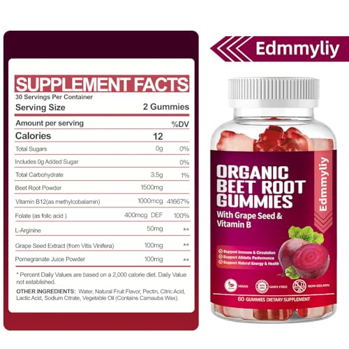 Organic Beet Root Gummies 1500mg for Men Women Beet Root for Athletic, Performance EdmmyliyBuy Supplements Australia
