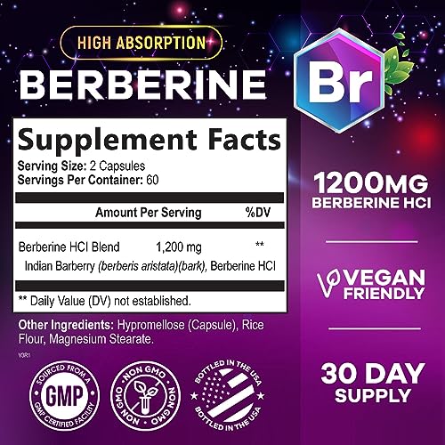 Berberine Supplement 1200mg per Serving - High Absorption Heart Health Support Nature's NutritionBuy Supplements Australia