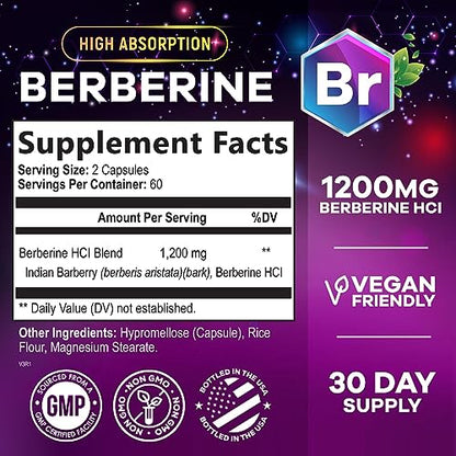 Berberine Supplement 1200mg per Serving - High Absorption Heart Health Support Nature's NutritionBuy Supplements Australia