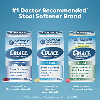 Colace 2-In-1 Stool Softener & Stimulant Laxative Tablets, Gentle Constipation Relief in 6-12 Hours ColaceBuy Supplements Australia
