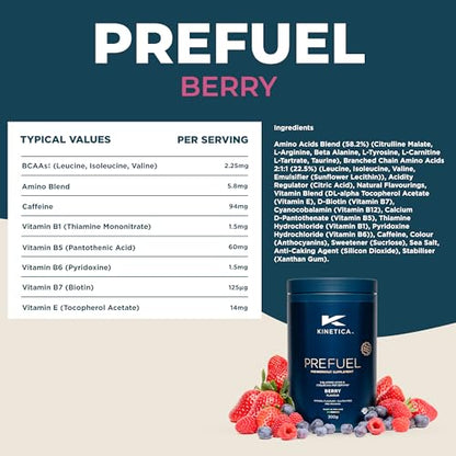 Kinetica PreFuel, Pre Workout, 5.9g Amino Acids & 2.3g BCAA's per Serving, 30 Servings KineticaBuy Supplements Australia