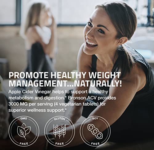 Bronson Apple Cider Vinegar 3000 MG per Serving Extra Strength - Non-GMO, 200 Vegetarian BronsonBuy Supplements Australia