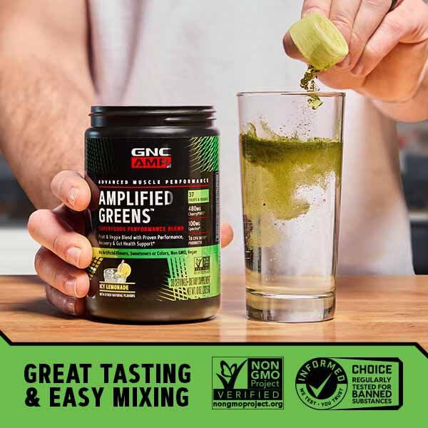 GNC AMP Amplified Greens Superfoods Performance Blend - Vegan Athlete Superfood Drink - Blueberry Pomegranate - 9.9 Oz (30 Servings) GNCBuy Supplements Australia
