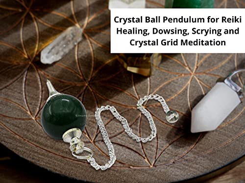 Green Aventurine Crystal Ball Pendulum for Divination - Dowsing Pendulum Necklace with Chain Amazing GemstoneBuy Supplements Australia