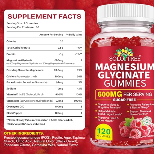 120 Count Magnesium Glycinate Gummies with L-Threonate（600mg Per Serving）,High Absorption Sugar Free Magnesium Potassium Supplement for Relaxation, Stress Relief, and Sleep Support for Adults & Kids WOJBALMNBuy Supplements Australia