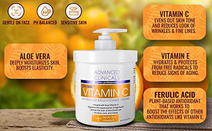 Advanced Clinicals Vitamin C Face & Body Cream Moisturizing Skin Care Lotion, Anti Advanced ClinicalsBuy Supplements Australia
