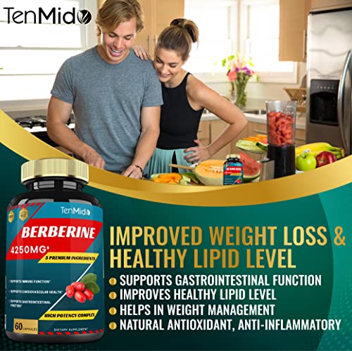 Berberine Extract Capsules 4250mg, 2 Months Supply & Ceylon, Milk Thistle, Turmeric TenmidoBuy Supplements Australia