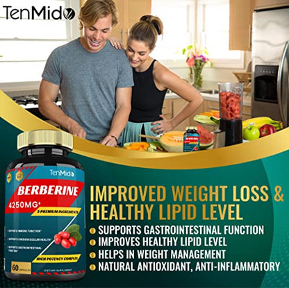 Berberine Extract Capsules 4250mg, 2 Months Supply & Ceylon, Milk Thistle, Turmeric TenmidoBuy Supplements Australia