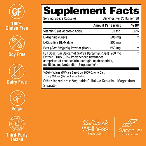 Sandhu's L-Arginine with Nitric Oxide Precursor | Made in The USA| 30 Days Supply Sandhu'sBuy Supplements Australia