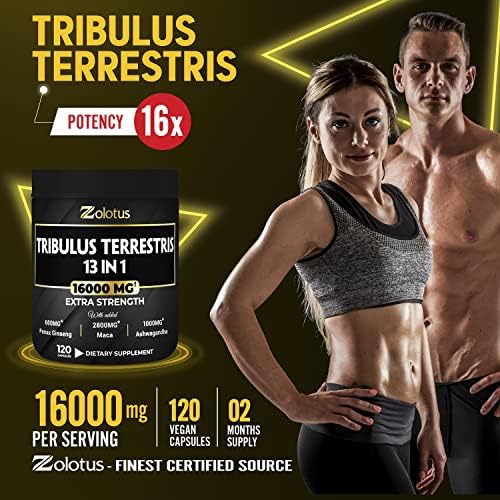 13in1 Tribulus Terrestris Capsules - 16000mg Per Serving with Maca, Horny Goat Weed ZolotusBuy Supplements Australia