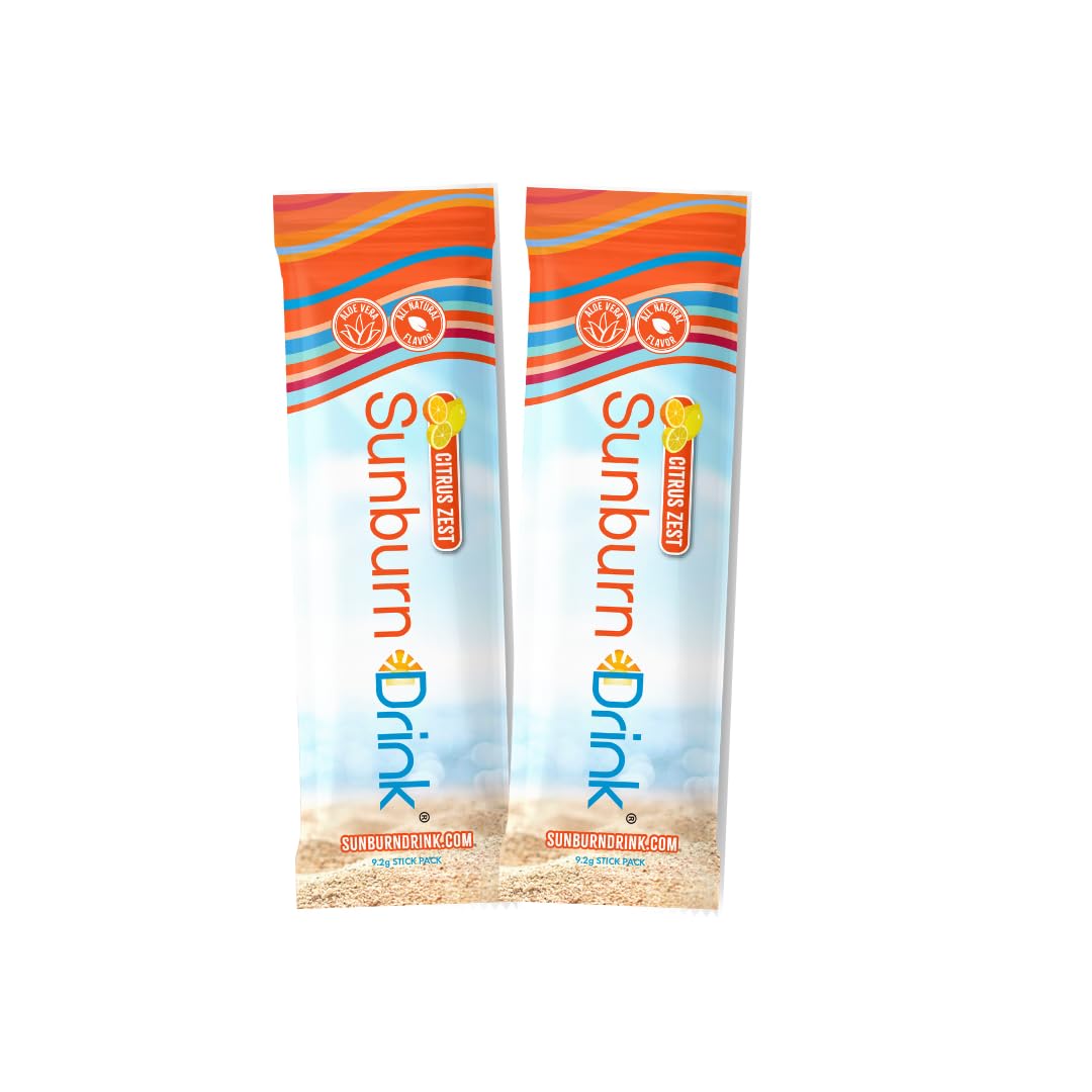 Sunburn Drink - Twin Pack - After Sun Skin Care - Supports Healthy Skin from The Inside Out -Promotes Hydration - Sun Damage Support - Mix with Water - Travel Size Sunburn DrinkBuy Supplements Australia