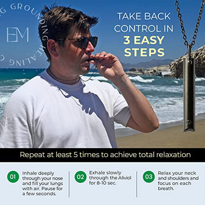 Mindful Breathing Necklace for Anxiety Stress Relief - Earth and Moon Stainless Steel Anxiety EARTH AND MOONBuy Supplements Australia