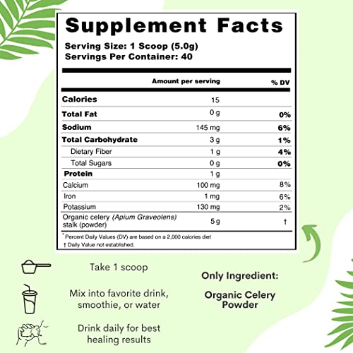 Organic Celery Juice Powder (40 Servings) Supports Gut Health, Detox Juice Cleanse Paradise Naturals, Purest Ingredients from the SourceBuy Supplements Australia