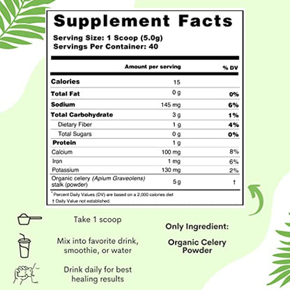 Organic Celery Juice Powder (40 Servings) Supports Gut Health, Detox Juice Cleanse Paradise Naturals, Purest Ingredients from the SourceBuy Supplements Australia