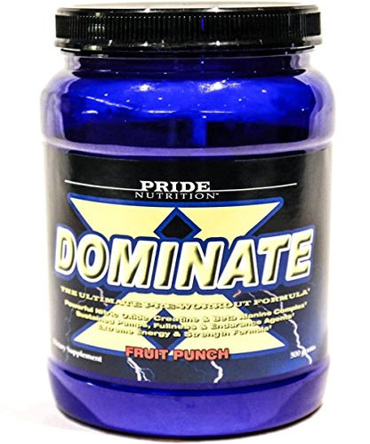 #1 Pre Workout - Dominate X 500g- Best Nitric Oxide & Creatine Pre-Workout Formula- Buffers Lactic Acid, Maximize Muscle Size & Strength (Fruit Punch, 25 Servings Per Bottle- 3 Bottles(75 Servings)