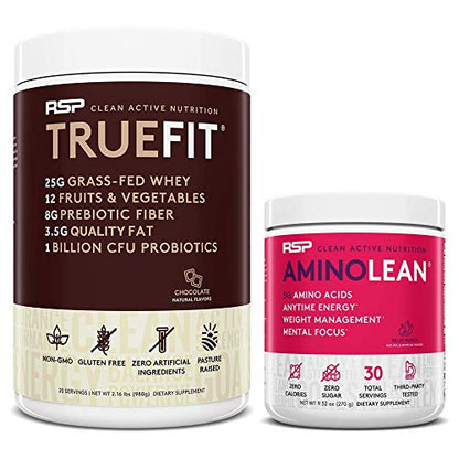 RSP NUTRITION AminoLean Pre Workout Energy (Fruit Punch 30 Servings) with TrueFit