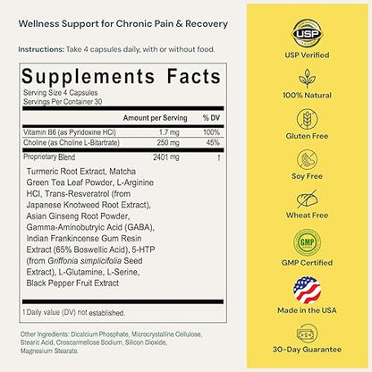 ProleevaMax Nutraceuticals Supplement – Nerve, Muscle & Joint Support with Turmeric Curcumin, Resveratrol, Ginseng & Boswellia, 13 Natural Ingredients, 120 Capsules ProleevaMaxBuy Supplements Australia