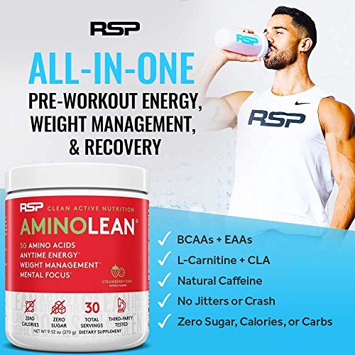RSP NUTRITION AminoLean Pre Workout Energy (Pink Lemonade 30 Servings) with TrueFit Protein Powder (Chocolate 2 LB)