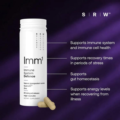 SRW Imm¹ Defence | Supports Immune System Health | 60 Vege Capsules | Supplement for Immune Response | Contains Natural Glycoprotein Isolate (Muno-IgY™) and Quercetin SRWBuy Supplements Australia