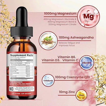 Triple Magnesium Complex Supplement, Magnesium Glycinate, Blend, Citrate Liquid Drops dilibBuy Supplements Australia