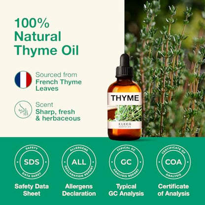 Kukka Thyme Essential Oil for Hair Thyme Oil for Skin - 100% Natural Thyme Essential Oil for Diffuser KUKKA essential oilsBuy Supplements Australia
