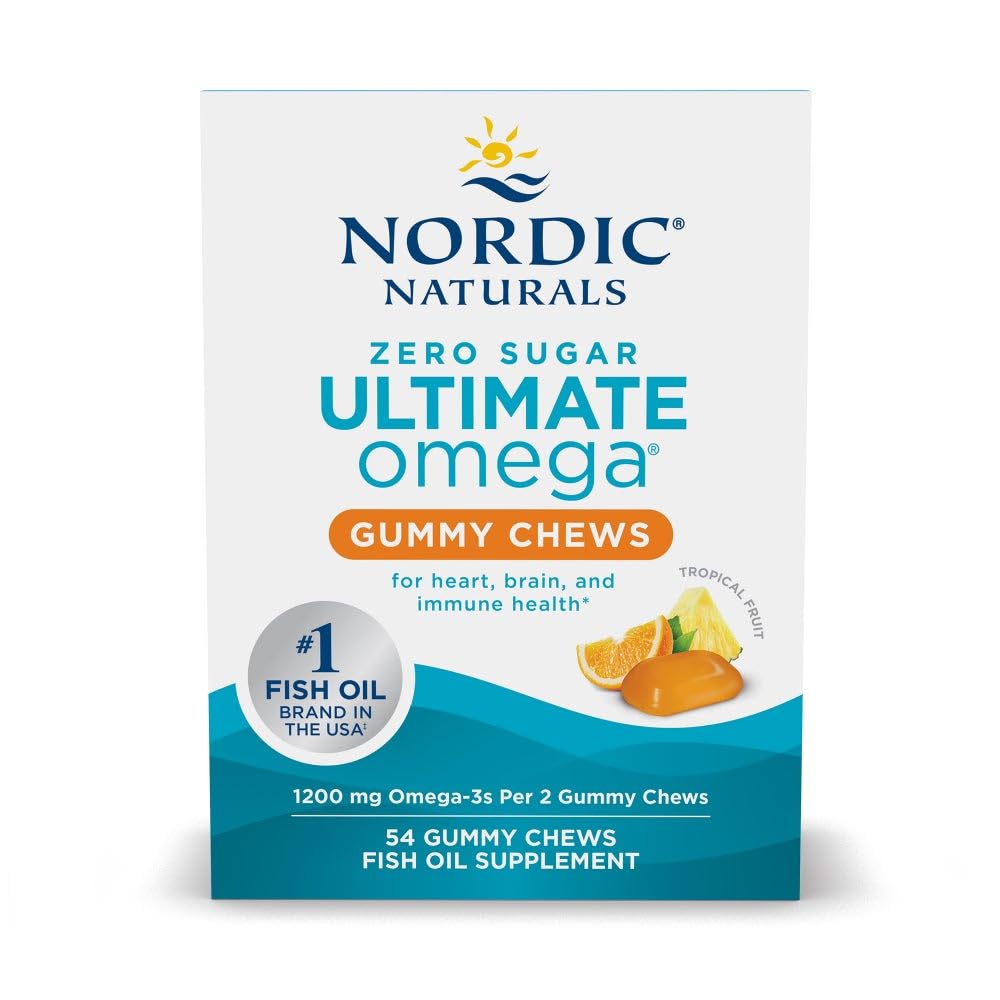 Nordic Naturals Zero Sugar Ultimate Omega Gummy Chews - Tropical Fruit - 54 Gummy Chews - Non GMO - Optimal Wellness - 27 Servings Nordic NaturalsBuy Supplements Australia