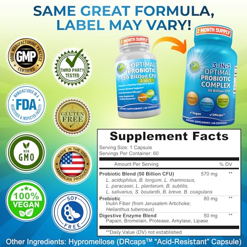 Probiotics with Digestive Enzymes and Prebiotic for Women and Men - 3-In-1 Vegan Probiotic SUPPLEMENTS STUDIOBuy Supplements Australia