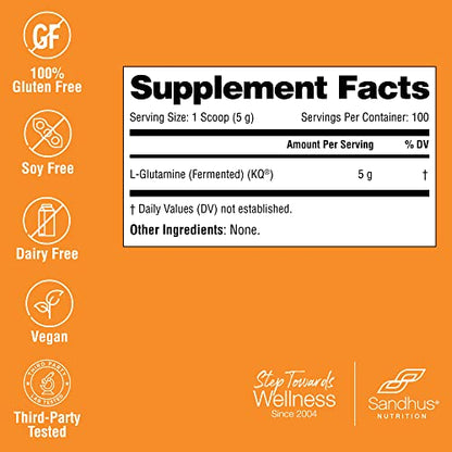 Sandhu's L-Glutamine - 100 Servings -Made in USA -500 Gram- Non-GMO- Amino Sandhu'sBuy Supplements Australia