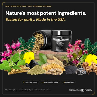 Self Obsessed Masculine Vitality & Testosterone Support - 10-in-1 Complex with Shilajit, Tongkat Ali, & Fadogia Agrestis - 120 Capsules, 2 Month Supply (120 Count (Pack of 1), Self Obsessed) Formulation FactoryBuy Supplements Australia