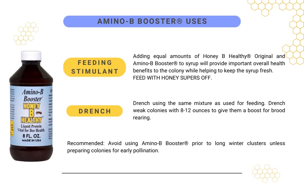 Amino-B Booster 8 oz. Bottle, Liquid Protein Vital for Bee Health Honey B HealthyBuy Supplements Australia