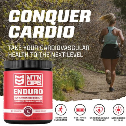 MTN OPS Enduro Nitric Oxide Supplement & Stim-Free Pre Workout - 30 Servings - with Magnesium Citrate, Beet Root Powder, Niacinamide, L Arginine & L Citrulline - Pink Lemonade Flavor