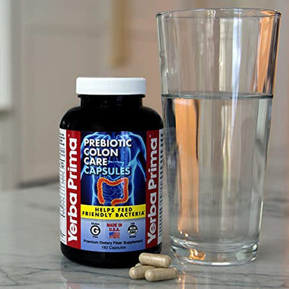 Yerba Prima Prebiotics Colon Care Fiber Caps, 180 Capsules - Five Forms of Fiber Plus FOS Yerba PrimaBuy Supplements Australia