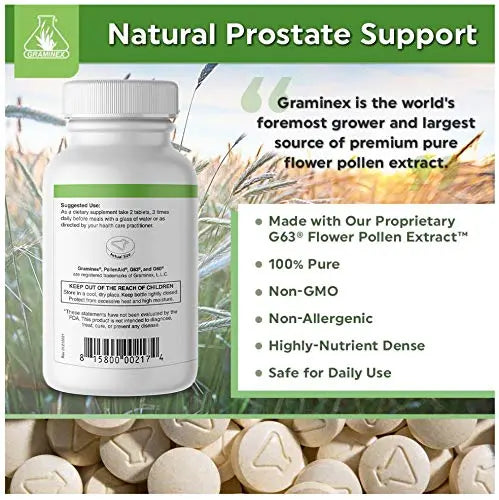 Graminex PollenAid Prostate Supplement: All Natural Prostate Support for Bladder Control & Urinary Tract Health, Rye Pollen Extract Made in USA, 200 Tablets (Pack of 2) GraminexBuy Supplements Australia