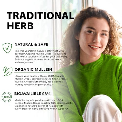 USDA Organic Mullein Drops for Lungs - Mullein Leaf Extract Supplement - Made in USA NUTRAHARMONYBuy Supplements Australia