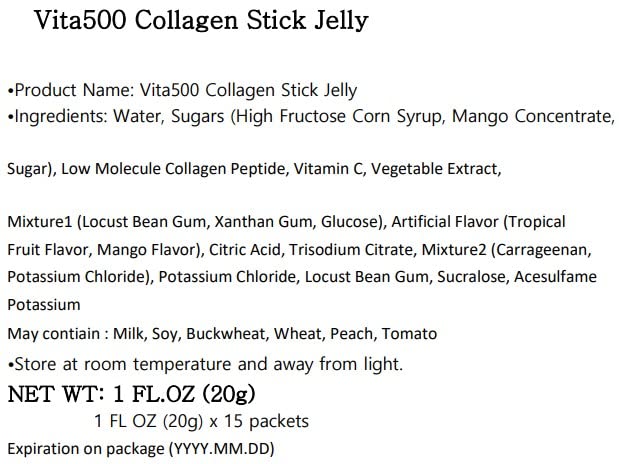 KWANGDONG Vita500 Mango Collagen Peptides Stick Jelly, with Vitamin C, to Support Skin KWANGDONGBuy Supplements Australia