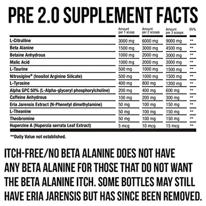 HTLT Pre-Workout Powder - 60 Servings, Non-Itch, No Beta Alanine (Grape Candy)
