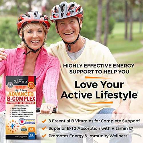 Vitamin B Complex with Vitamin C for Maximum Absorption - Methylcobalamin b12 BioSchwartzBuy Supplements Australia
