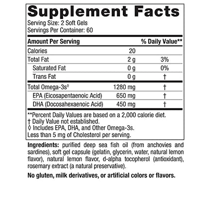 Nordic Naturals Ultimate Omega, Lemon Flavor - 120 Soft Gels - 1280 mg Omega-3 Nordic NaturalsBuy Supplements Australia