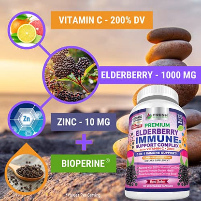 FRESH HEALTHCARE Elderberry Capsules - High Potency Black Elderberry with Zinc FRESH HEALTHCAREBuy Supplements Australia