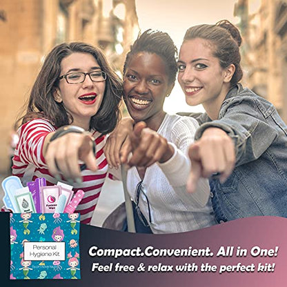 3 x Menstrual All-in-One Kits - Assorted Colors | Convenience on The Go | Single Period Kit Packs pH AdvantageBuy Supplements Australia